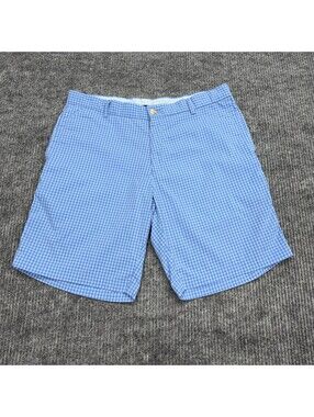 Peter Millar Featherweight Performance Shorts Mens 34x9 Blue Gingham Plaid Golf